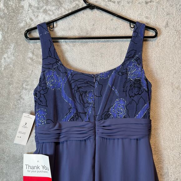 Alex Evenings 2 Piece Dress Set 8 Glitter Sparkle Modest Floral Periwinkle New - Picture 4 of 10
